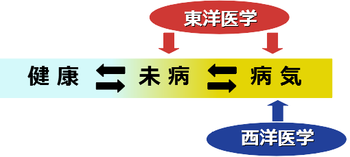 未病と西洋医学・東洋医学イラスト